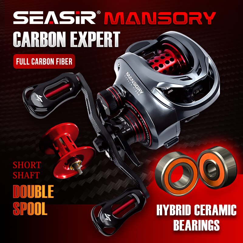 Ice Fishing Reel - 海のマンソリーベイトキャスティング釣りリール146g超軽量炭素11 1 7.3:1 hs比ハイブリッドセラミックベアリングダブルスプール海水