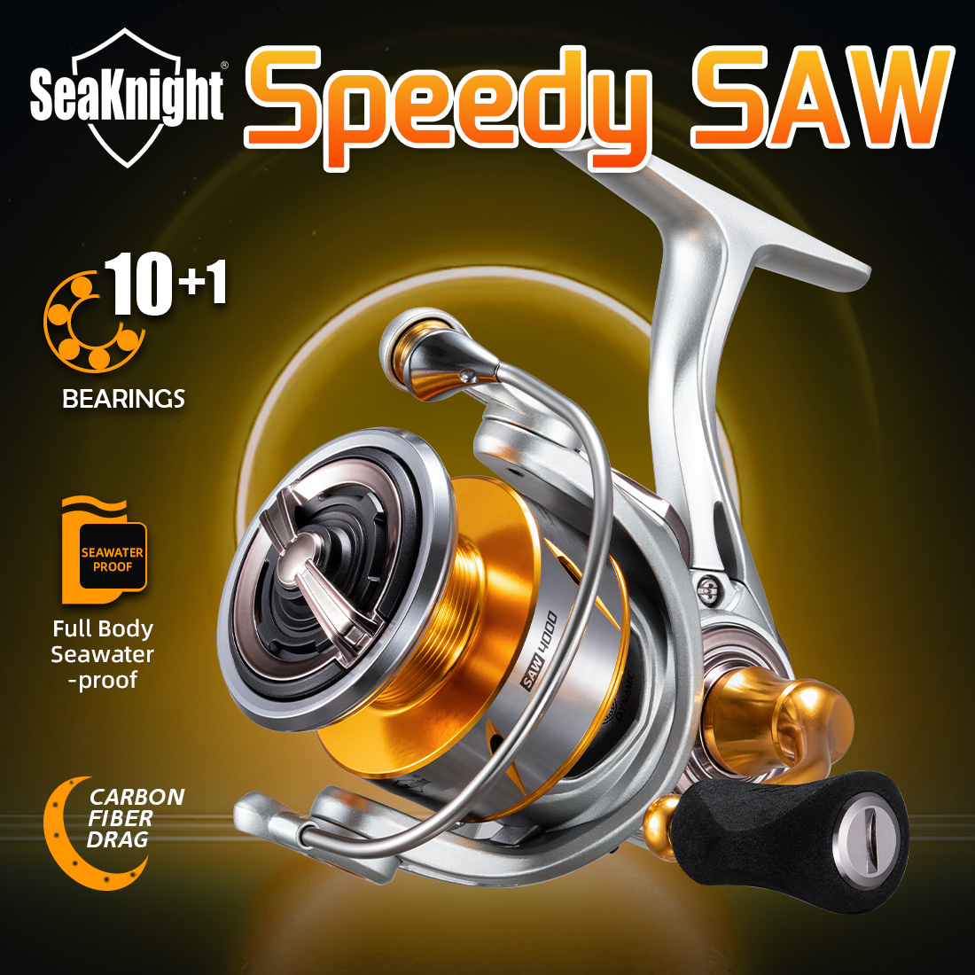 Reel Drag Knob - SeaKnightブランド スピーディーソー 海水釣りスピニングリール 10+1BB 全身耐海水リール カーボンファイバードラグ