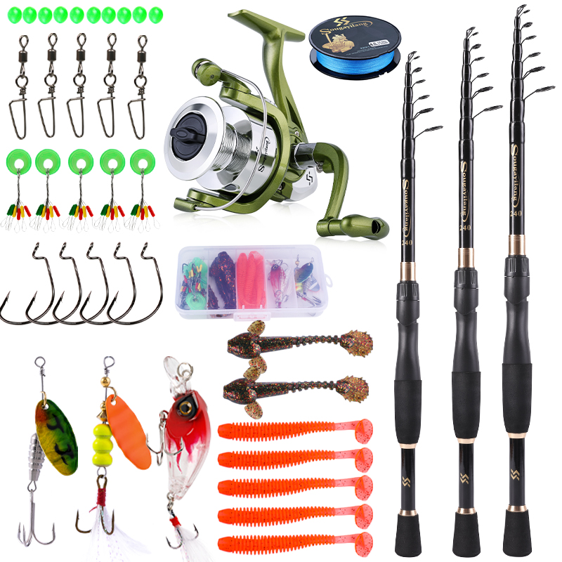 Spincast Reel - Sougayilang-伸縮式釣り竿,カーボンファイバーリール,スピニングライン,1000-4000, 1.8-2.4m